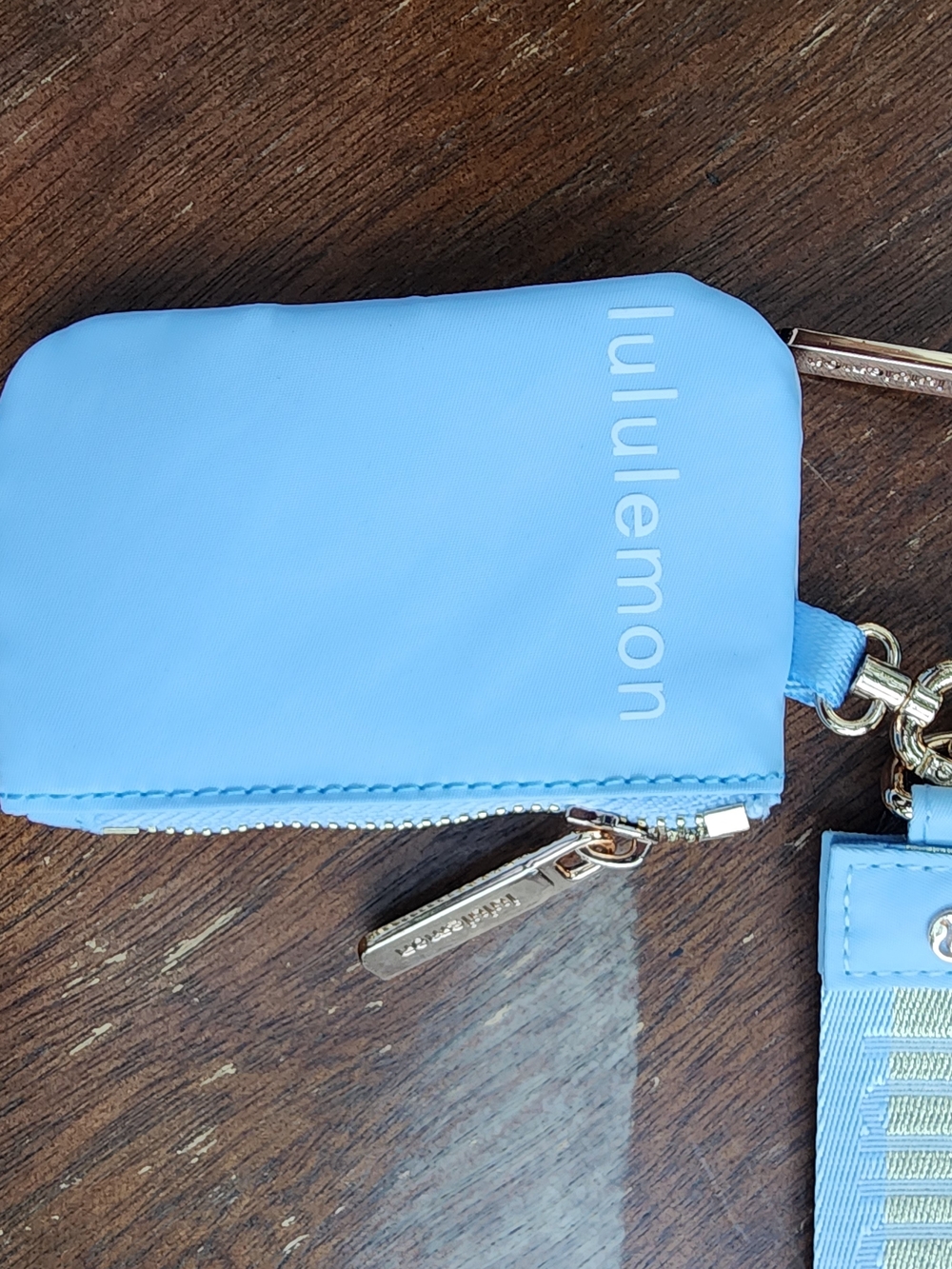 Lululemon Dual Pouch Wristlet Powder Blue Utility Wordmark Keychain Wallet - Picture 2 of 12